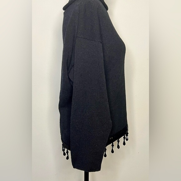 Vintage Lianee Barnes designer unique beaded sweater holiday formal Black med EC - Picture 8 of 11